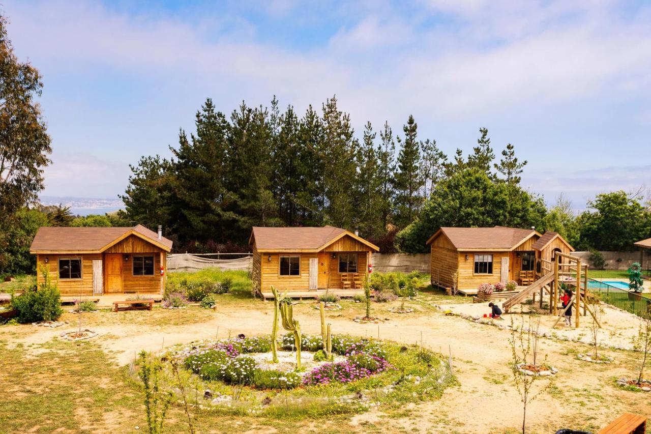 Cabaña en Tunquén, bosque, piscina y vista al mar Exterior foto